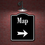 Map Directions Right Arrow BLACK Aluminum Composite Sign