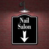 Nail Salon Down Arrow BLACK Aluminum Composite Sign