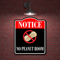 Notice No Peanut Room BLACK Aluminum Composite Sign