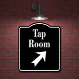 Tap Room Bar 45 Degree Up Right Arrow BLACK Aluminum Composite Sign
