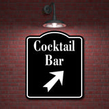 Cocktail Bar 45 Degree Up Right Arrow BLACK Aluminum Composite Sign