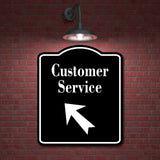 Customer Service 45 Degree Up Left Arrow BLACK Aluminum Composite Sign
