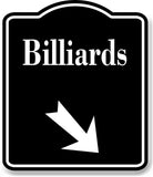 Billiards 45 Degree Down Right Arrow BLACK Aluminum Composite Sign