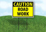 CAUTION ROAD WORK YELLOW Plastic Yard Sign ROAD SIGN with Stand