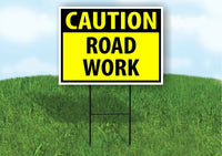 CAUTION ROAD WORK YELLOW Plastic Yard Sign ROAD SIGN with Stand