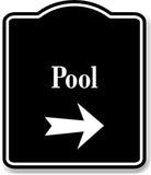 Pool Right Arrow BLACK Aluminum Composite Sign