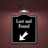 Lost and Found 45 Degree Down Left Arrow BLACK Aluminum Composite Sign