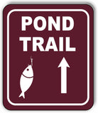 POND TRAIL DIRECTIONAL UPWARD ARROW CAMPING Metal Aluminum composite sign