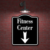 Fitness Center Down Arrow BLACK Aluminum Composite Sign