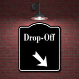 Drop-Off 45 Degree Down Right Arrow BLACK Aluminum Composite Sign