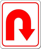 U-Turn right arrow red Aluminum Composite Sign