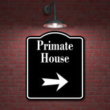 Primate House Zoo Right Arrow BLACK Aluminum Composite Sign