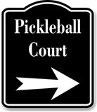 Pickleball Court Right Arrow BLACK Aluminum Composite Sign