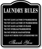 Laundry Rules BLACK Aluminum Composite Sign