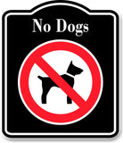 No Dogs Symbol Prohibition BLACK Aluminum Composite Sign