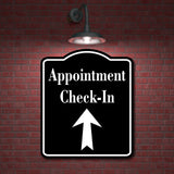 Appointment Check-In Up Arrow BLACK Aluminum Composite Sign
