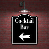 Cocktail Bar Left Arrow BLACK Aluminum Composite Sign