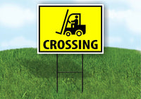 FORKLIFT TRUCK PEDESTRIAN CROSSING YELLOW Plastic Yard Sign ROAD SIGN with Stand