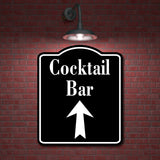 Cocktail Bar Up Arrow BLACK Aluminum Composite Sign