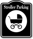 Stroller Parking BLACK Aluminum Composite Sign