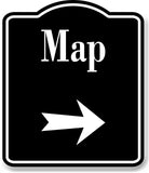 Map Directions Right Arrow BLACK Aluminum Composite Sign
