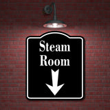 Steam Room Down Arrow BLACK Aluminum Composite Sign