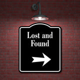 Lost and Found Right Arrow BLACK Aluminum Composite Sign