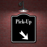 Pick-Up 45 Degree Down Right Arrow BLACK Aluminum Composite Sign