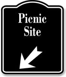 Picnic Site 45 Degree Down Left Arrow BLACK Aluminum Composite Sign