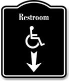 Restroom Handicap Down Arrow BLACK Aluminum Composite Sign