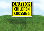 CAUTION Children Crossing YELLOW Plastic Yard Sign ROAD SIGN with Stand