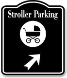 Stroller Parking 45 Degree Up Right Arrow BLACK Aluminum Composite Sign