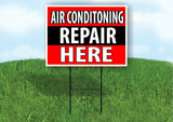 AIR CONDITONING REPAIR HERE BLACK STRIPE Plastic Yard Sign ROAD SIGN with Stand