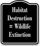 Habitat Destruction   Wildlife Extinction BLACK Aluminum Composite Sign