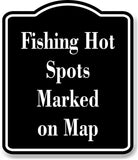 Fishing Hot Spots Marked on Map Fishing BLACK Aluminum Composite Sign