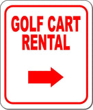 GOLF CART RENTAL RED 8 Arrow Variations Metal Aluminum composite sign