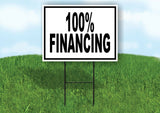 100% FINANCE BLACK BORDER Yard Sign with Stand LAWN SIGN