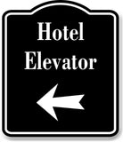 Hotel Elevator Left Arrow BLACK Aluminum Composite Sign