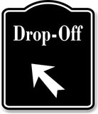 Drop-Off 45 Degree Up Left Arrow BLACK Aluminum Composite Sign