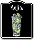Mojito Cocktail Bar Sign BLACK Aluminum Composite Sign