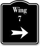Wing 7 Right Arrow BLACK Aluminum Composite Sign