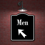 Men 45 Degree Up Left Arrow BLACK Aluminum Composite Sign