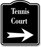 Tennis Court Right Arrow BLACK Aluminum Composite Sign