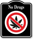 No Drugs Symbol Prohibition BLACK Aluminum Composite Sign