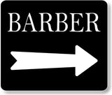 BARBER RIGHT ARROW BLACK Metal Aluminum composite sign