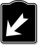 45 degree Down Left Arrow Directional BLACK Aluminum Composite Sign