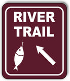 RIVER TRAIL DIRECTIONAL 45 DEGREES UP LEFT ARROW Metal Aluminum composite sign