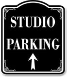 Studio Parking up Arrow BLACK Aluminum Composite Sign