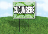 CUCUMBERS WITH CUCUMBER BACKGROUND Plastic Yard Sign ROAD SIGN with Stand