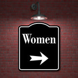 Women Right Arrow BLACK Aluminum Composite Sign